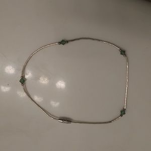 Silver & Green Beaded Anklet